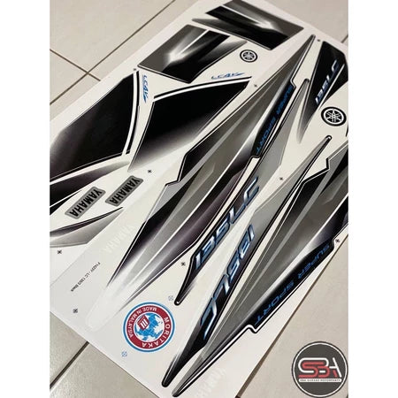 STICKER STRIPE BODY SET / COVERSET LC 135 V1 PUTIH HITAM - SILVER OLD MODEL ORIGINAL YAMAHA