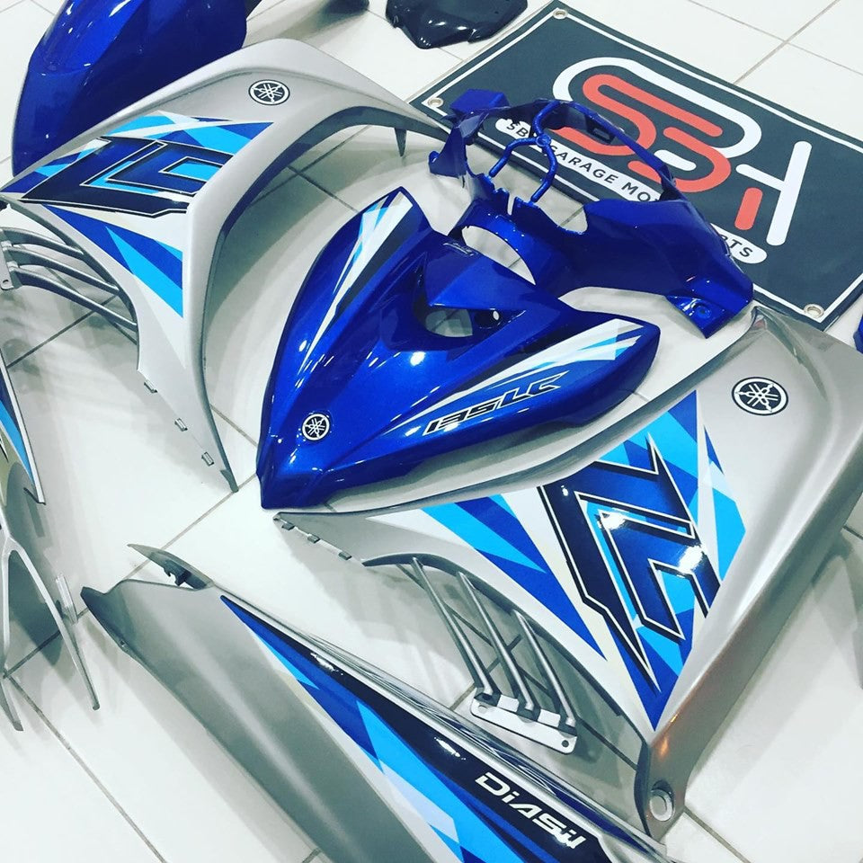 COVERSET BODYSET YAMAHA HLY LC V4 V5 BIRU SILVER S3 ORIGINAL HONG LEONG YAMAHA HLY / MMATE FREE EMBLEM TIMBUL
