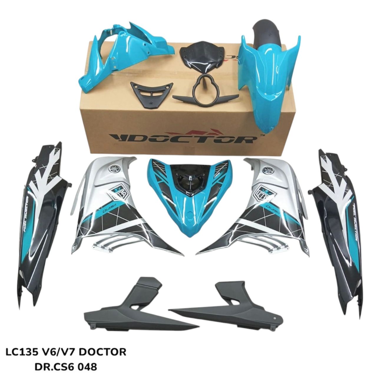 COVERSET BODYSET YAMAHA LC LC135 V6 V7 CYAN CS6 S3 SILVER L6-ST-12 SIAP TANAM VELOZI DOCTOR 048