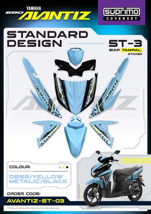 COVERSET BODYSET EGO AVANTIZ YAMAHA STICKER SIAP TAMPAL DBSB BABY BLUE MM-01 SUPRIMO VELOZI FULLSET