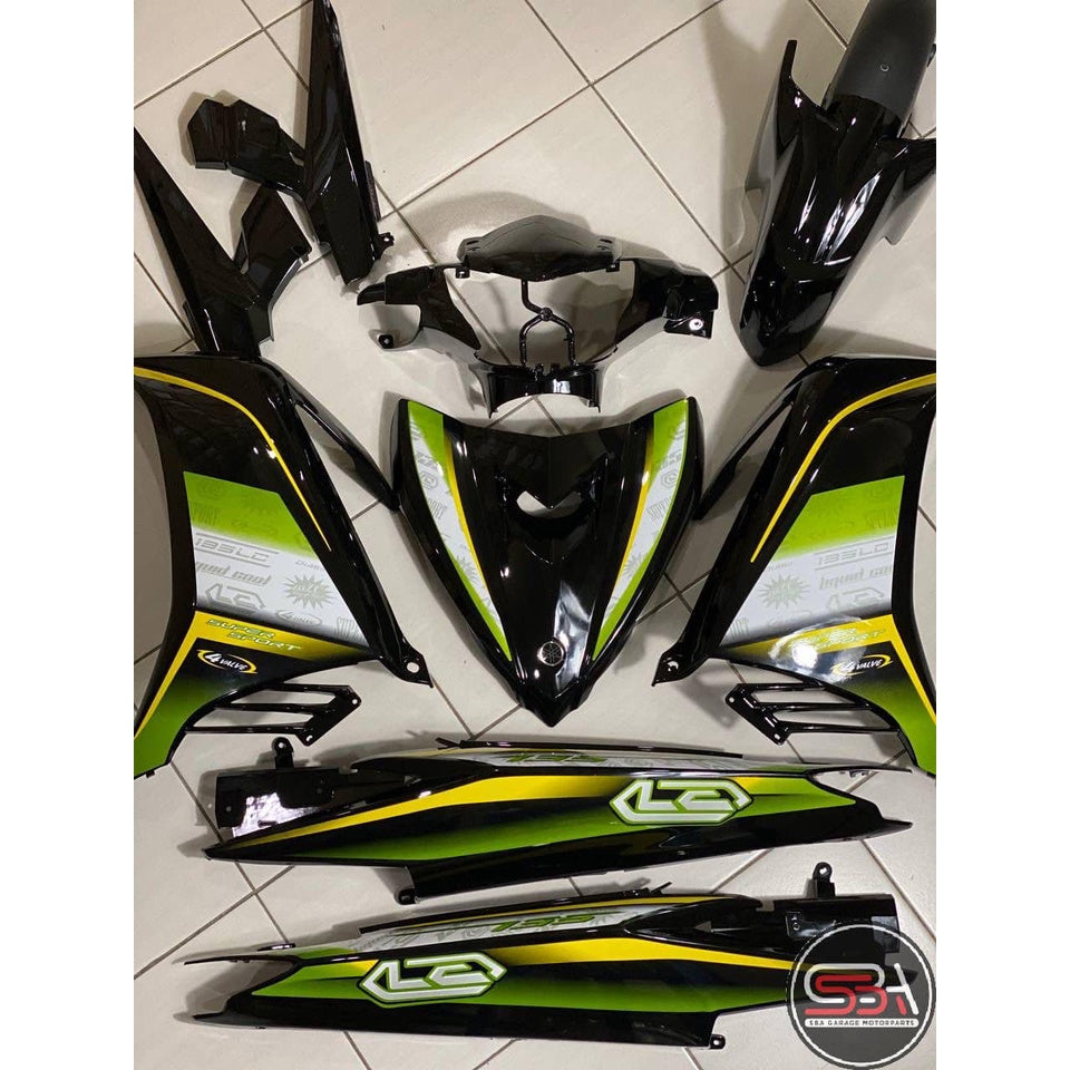 COVERSET HONG LEONG YAMAHA HLY VELOZI M SEKI LC LC135 V2 V3 V4 V5 V6 V7 HITAM PURBA HIJAU STRIPE SIAP TAMPAL