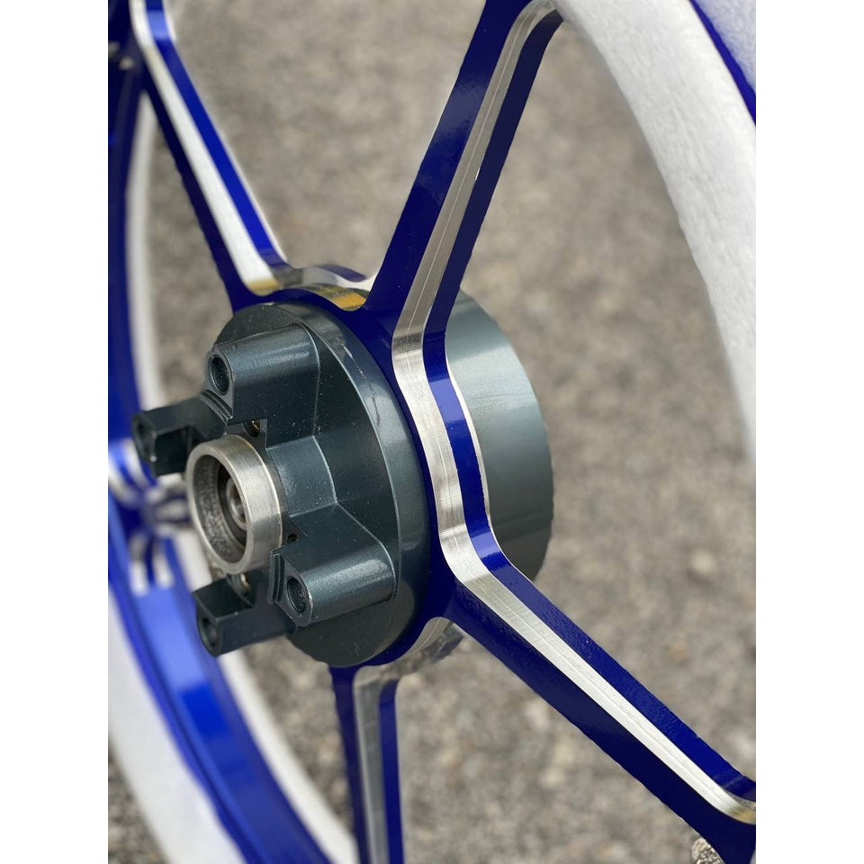 SPORT RIM ORIGINAL 505 ENKEI GENUINE OPEN HUB 160 X 160 X 17 BLUE BIRU 5 BATANG Y125ZR 125ZR 125Z SPORTRIM + BEARING
