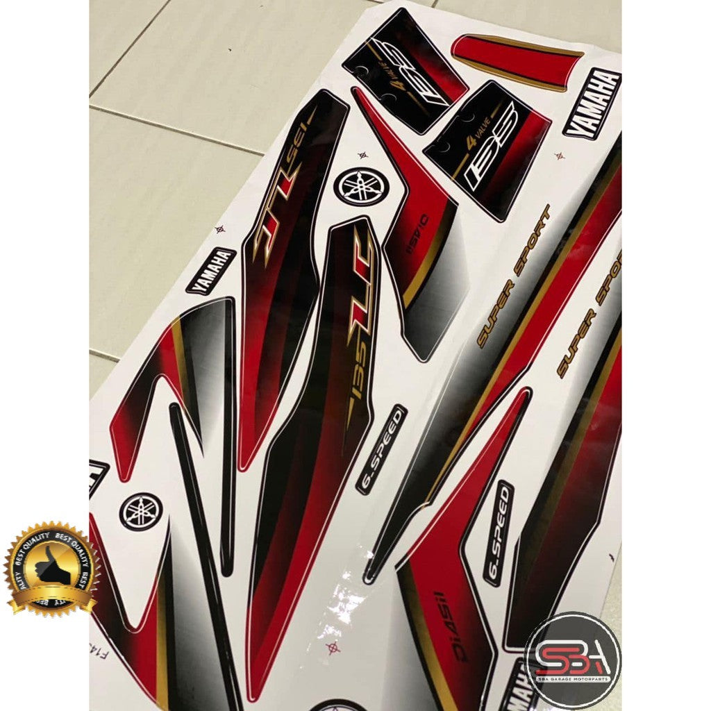 STICKER BODYSET / STRIPE COVERSET LC135 V1 DRMK MAROON GOLD MORITAKA YAMAHA ORIGINAL NO 4