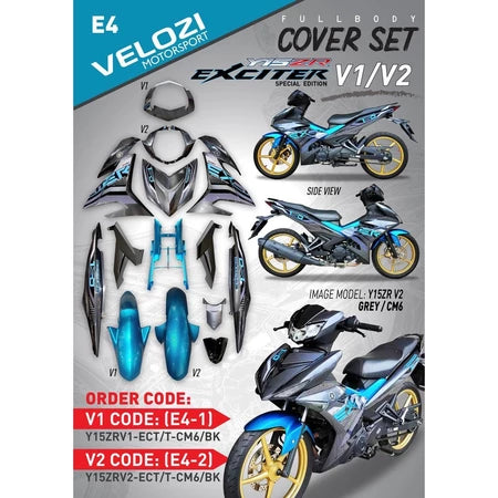 YAMAHA BODYSET Y15 YSUKU Y15ZR V1 V2 EXCITER 2021 SPECIAL EDITION GREY STRIPE TANAM CLEAR OEM VELOZI COVERSET