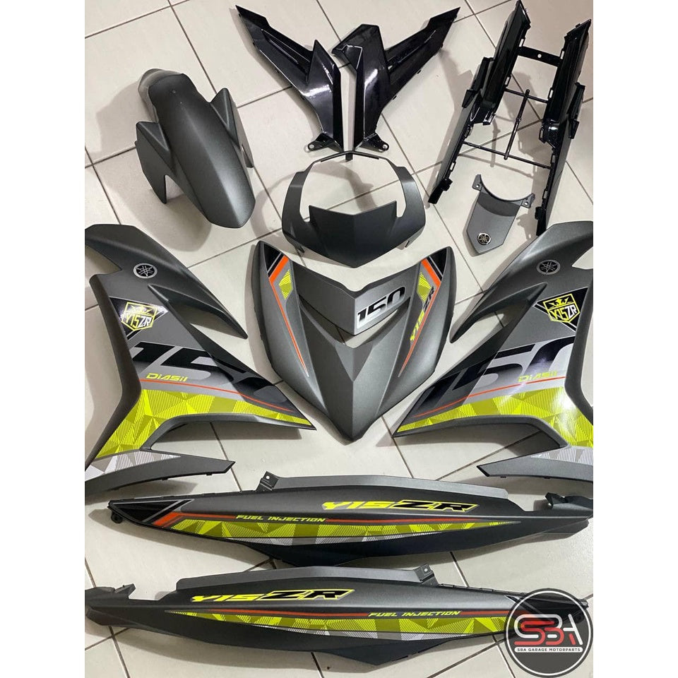 COVERSET Y15 Y15ZR V1 V2 GREY MATT 2019 STRIPE SIAP TAMPAL BODYSET YSUKU ORIGINAL HLY VELOZI / M SEKI WS5