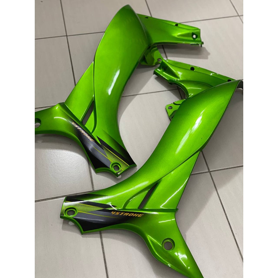 COVERSET YAMAHA LAGENDA SRL 110Z GREEN BLACK HIJAU MADE IN MALAYSIA SIAP TAMPAL STICKER M SEKI VERSION
