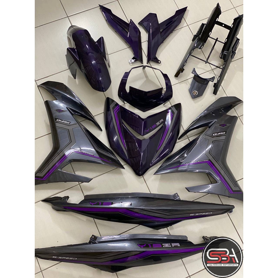 COVERSET Y15ZR V1 V2 SD16 PURPLE GREY PATTERN LINE PREMIUM COVERSET BODYSET Y15ZR Y15 YSUKU VELOZI TANAM
