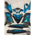COVERSET YAMAHA ORIGINAL SIAP TAMPAL LC135 LC V7 METALIC CYAN CM6 STRIPE A CLASS HONG LEONG YAMAHA HLY 100% VELOZI