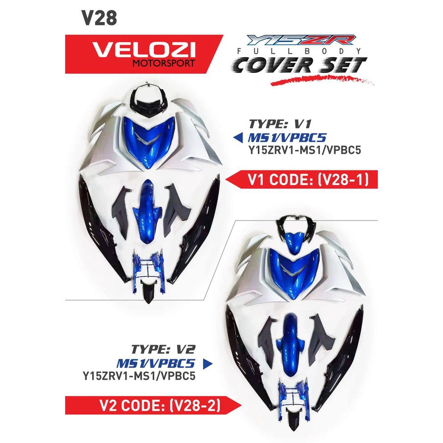COVERSET KOSONG W/OUT STICKER Y15ZR V1 V2 PELBAGAI WARNA JENAMA VELOZI PREMIUM QUALITY