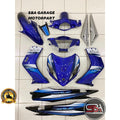 COVERSET BODYSET YAMAHA LC135 V1 BIRU CUSTOM ORIGINAL 100% HONG LEONG YAMAHA HLY STRIPE SIAP TAMPAL – FREE EMBLEM TIMBUL