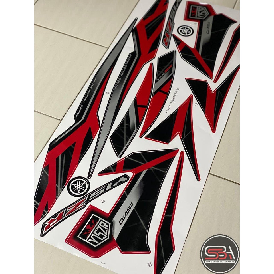 STICKER BODYSET / STRIPE COVERSET Y15 V1 V2 RED BLUE SILVER CYAN MATTE TITAN RAPTOR MORITAKA YAMAHA ORIGINAL NO 4