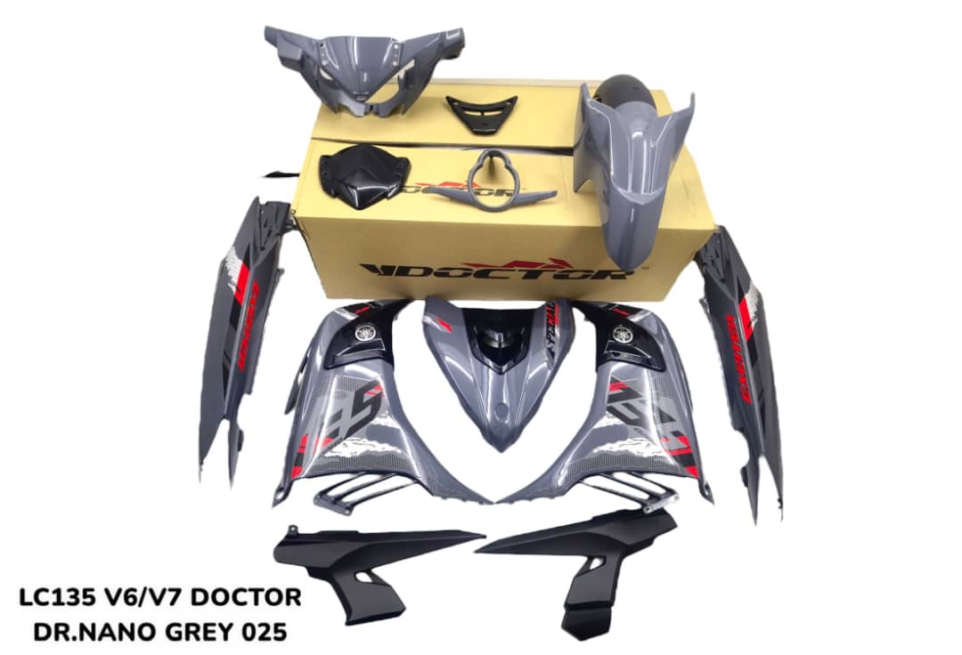 COVERSET BODYSET YAMAHA LC LC135 V6 V7 DR EXCITER NARDO GREY STRIPE TANAM CODE 025 DOCTOR EDITION OEM
