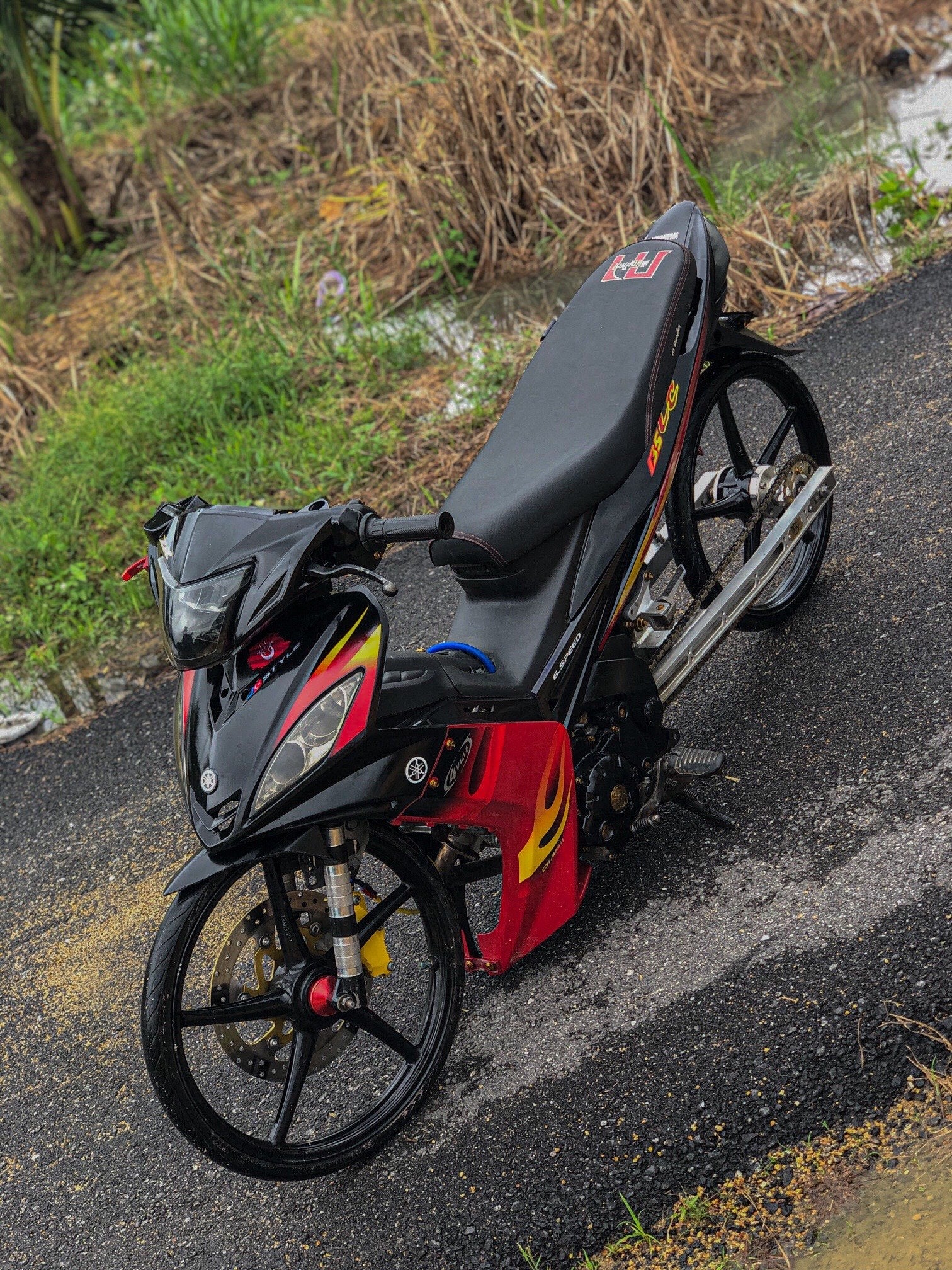 COVERSET BODYSET YAMAHA LC LC135 V1 MERAH API ORIGINAL HONG LEONG YAMAHA HLY M MATE VELOZI STRIPE SIAP TAMPAL