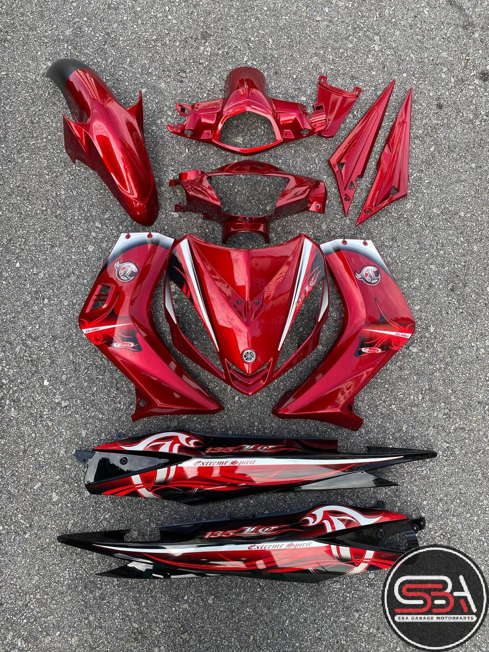 COVERSET BODYSET YAMAHA LC135 LC V1 MERAH MAROON BATIK ORIGINAL 100% HONG LEONG YAMAHA HLY / M SEKI / VELOZI