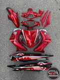 COVERSET BODYSET YAMAHA LC135 LC V1 MERAH MAROON BATIK ORIGINAL 100% HONG LEONG YAMAHA HLY / M SEKI / VELOZI