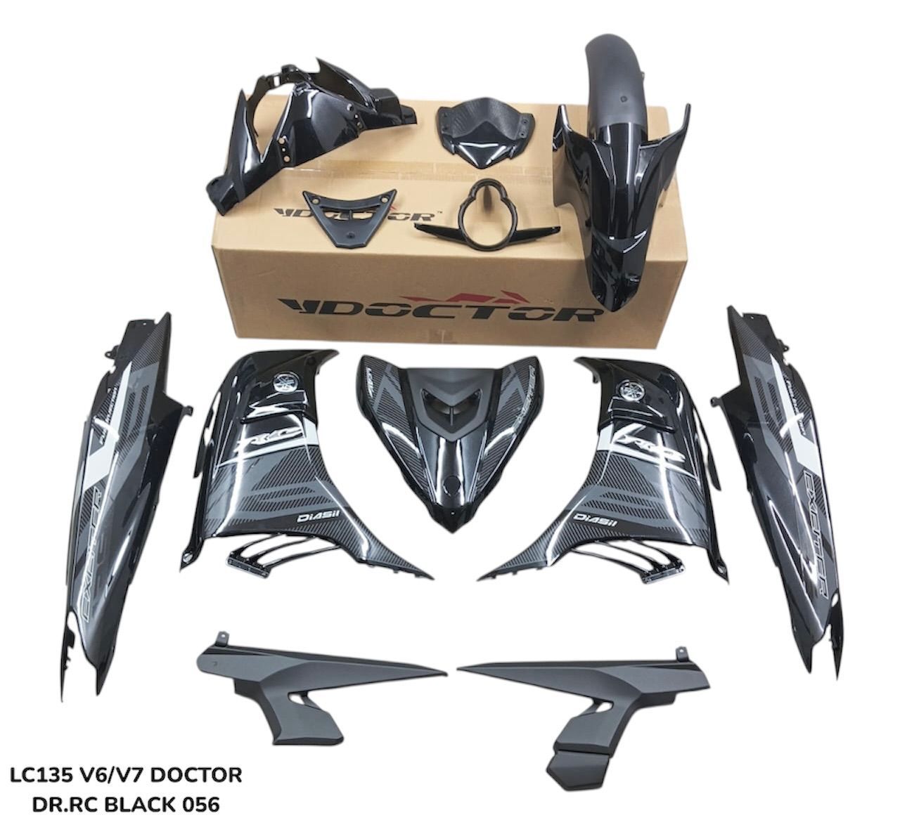 COVERSET YAMAHA ORIGINAL SIAP TANAM LC 135 LC135 V6 V7 EXCITER RC BLACK 056 DOCTOR SIAP TANAM