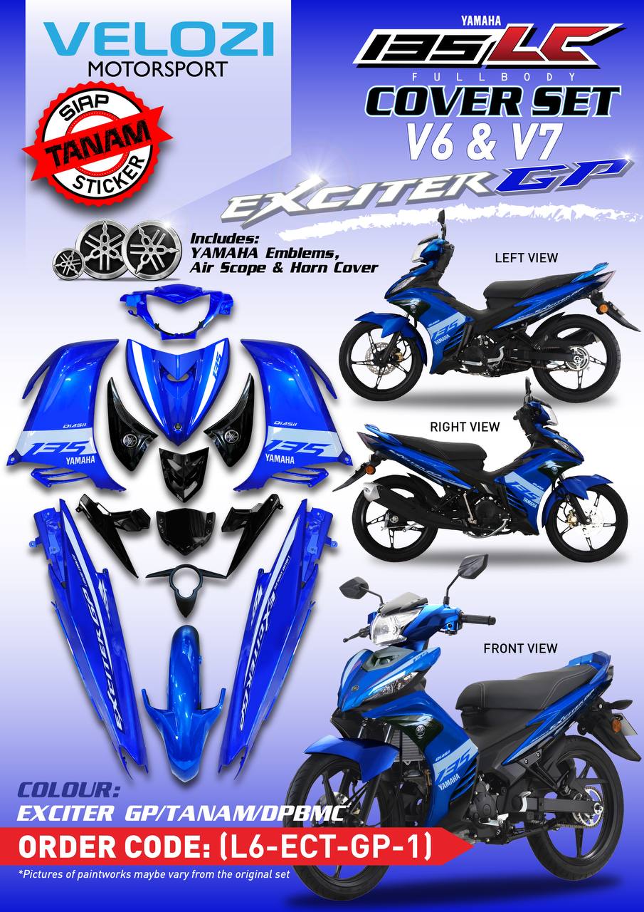 COVERSET BODYSET LC LC135 OEM V1 V2 V3 V4 V5 V6 ( VELOZI L6 ECT-GP-1 ) EXCITER BIRU GP BLUE STRIPE TANAM OEM / VELOZI