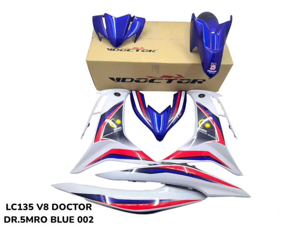 COVERSET BODYSET LC135 LC V8 5 MILLIONTH ROLL OUT 5MRO BLUE BIRU FUEL INJECTION FI YAMAHA SIAP TANAM VELOZI DOCTOR HLY