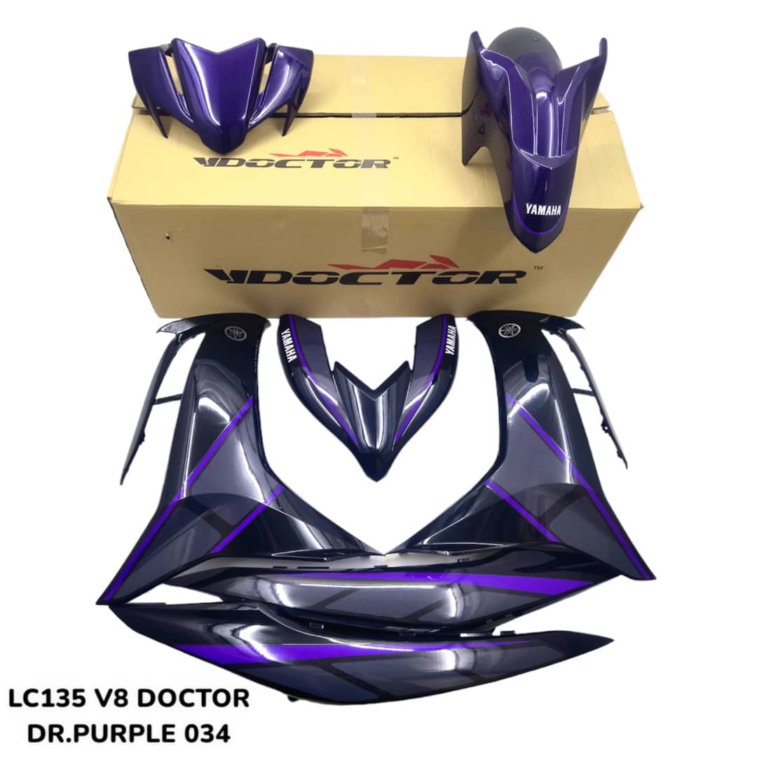 COVERSET BODYSET LC135 LC V8 DR PURPLE RXZ DESIGN 034 FUEL INJECTION FI YAMAHA SIAP TANAM DOCTOR OEM