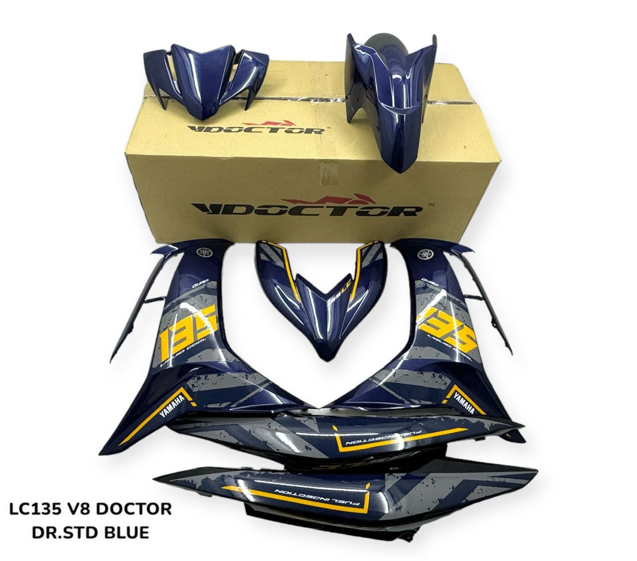 MOTORCYCLE COVERSET BODYSET LC135 LC V8 DBMND BLACK MATT FUEL INJECTION FI YAMAHA VELOZI L8-S-7 STD VELOZI V DOCTOR