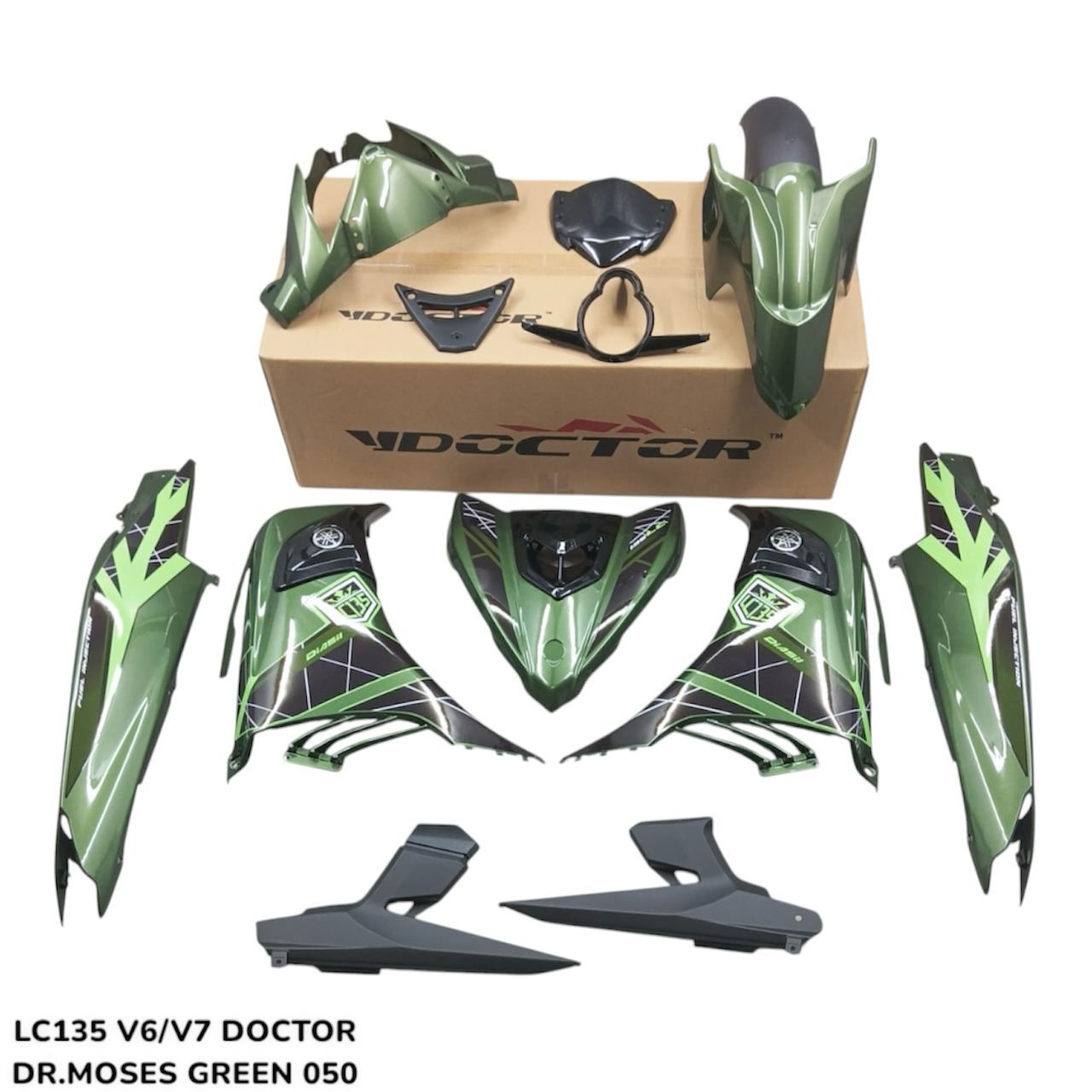 COVERSET YAMAHA ORIGINAL SIAP TANAM LC 135 LC135 V6 V7 MOSS GREEN 050 DOCTOR SIAP TANAM