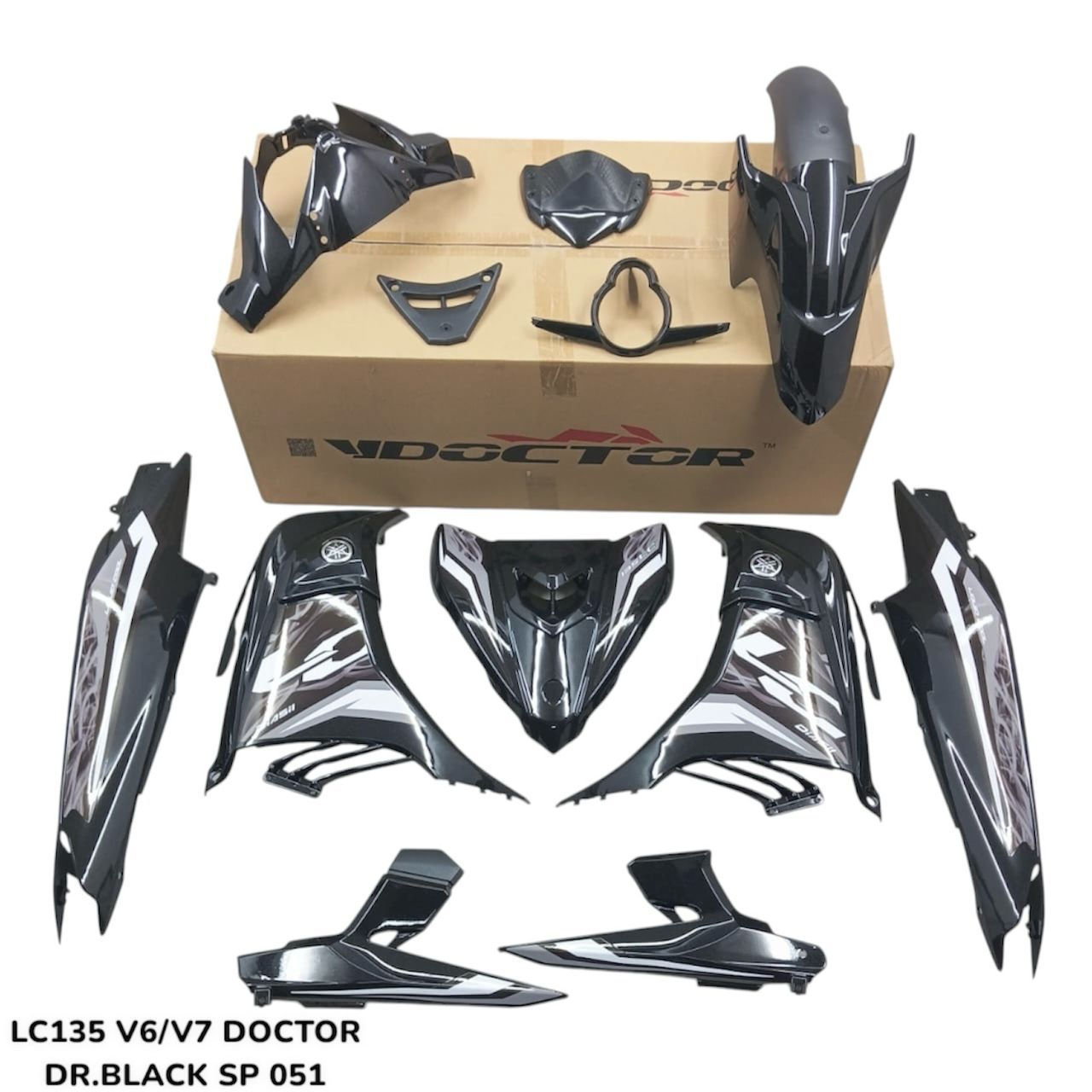 COVERSET YAMAHA ORIGINAL SIAP TANAM LC 135 LC135 V6 V7 SP BLACK HITAM 051 DOCTOR SIAP TANAM