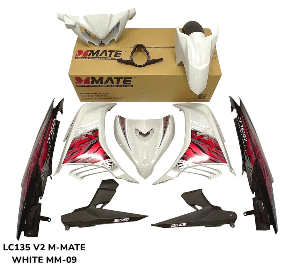 COVERSET BODYSET YAMAHA LC LC135 V2 V6 V7 DR WHITE STRIPE TANAM CODE 005 DOCTOR EDITION OEM MERAH ROBOT