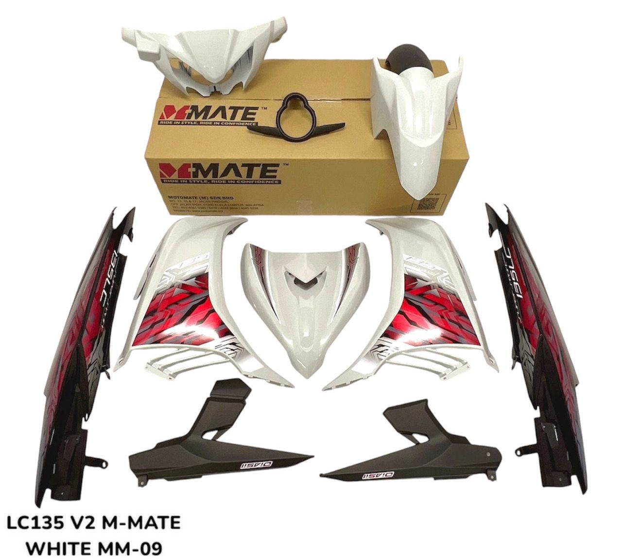 COVERSET BODYSET YAMAHA LC LC135 V2 V6 V7 DR WHITE STRIPE TANAM CODE 005 DOCTOR EDITION OEM MERAH ROBOT