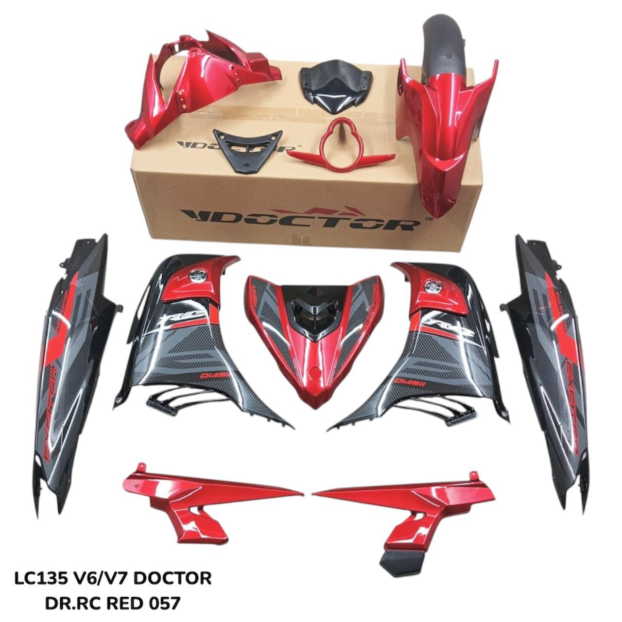 COVERSET YAMAHA LC LC135 V6 V7 EXCITER RC RM7 RED BLACK L6-RC-4 BODYSET SIAP TANAM VELOZI / DOCTOR 057