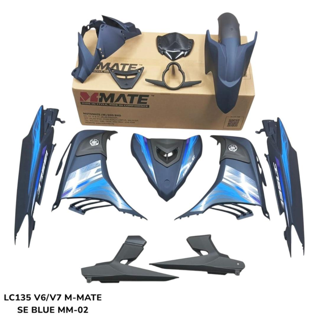 COVERSET BODYSET HLY LC135 V6 SPECIAL EDITION BIRU / MERAH SE COLOUR - ORIGINAL HONG LEONG YAMAHA - STRIPE SIAP TAMPAL