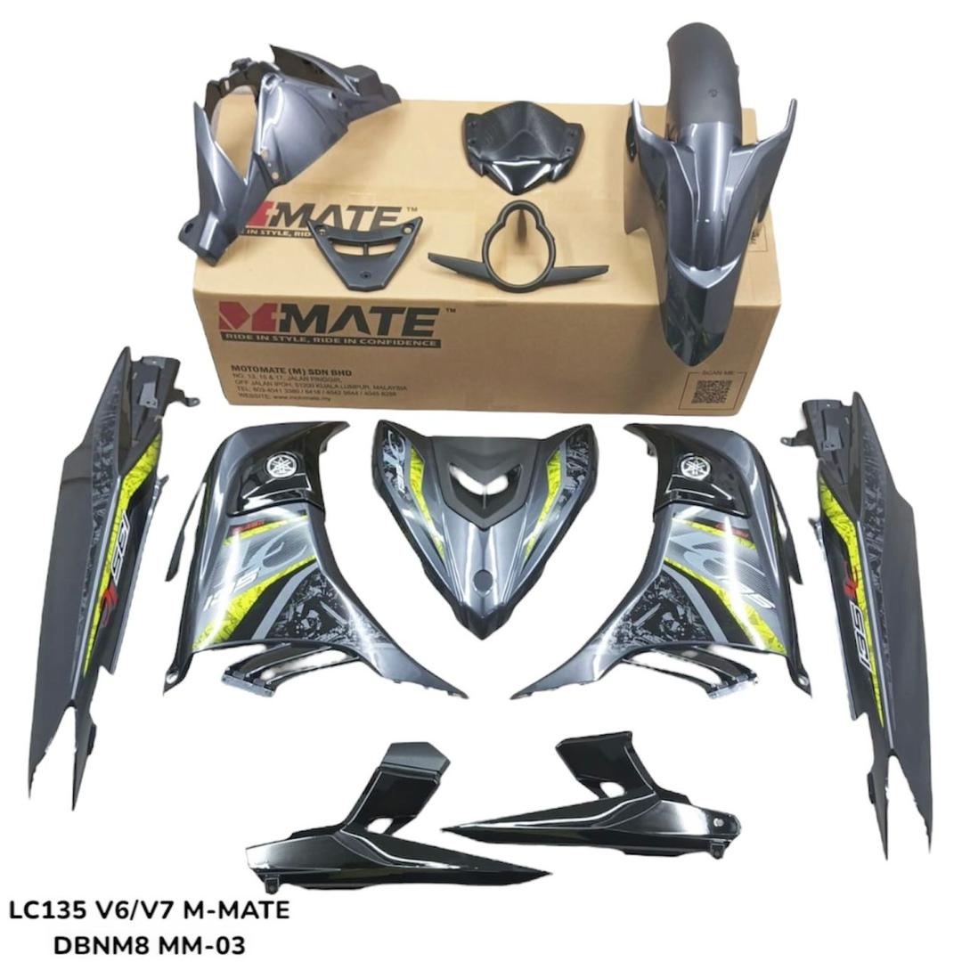 COVERSET YAMAHA SIAP TANAM LC135 LC V6 V7 GREY COMET STANDARD DBNM8 HLY DOCTOR M MATE SIAP STICKER TERMASUK EMBLEM