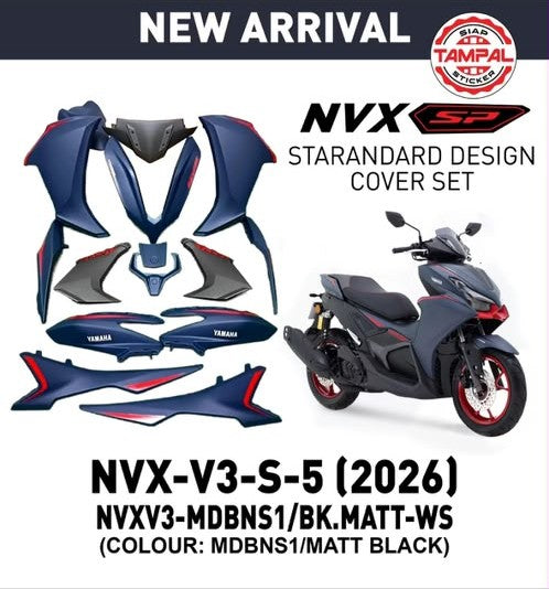 COVERSET BODYSET NVX 155 NVX155 V3 MDBNS1 BLACK MATT YAMAHA VELOZI WS SIAP TAMPAL NVX-V3-S-5
