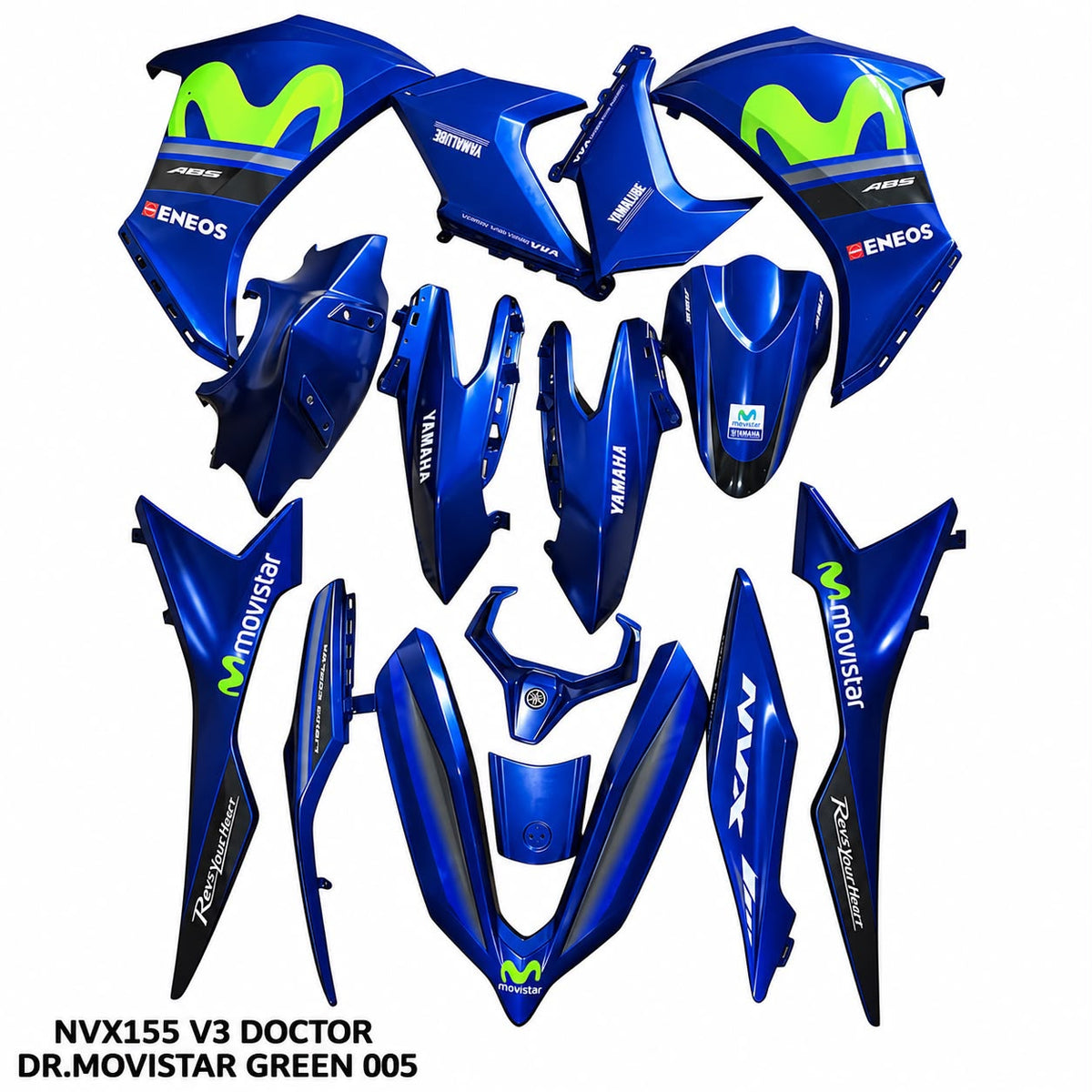 COVERSET BODYSET NVX 155 NVX155 V3 BIRU MOVISTAR M HIJAU YAMAHA DOCTOR 005 SIAP TANAM