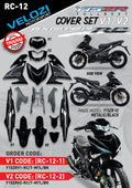 COVERSET Y15ZR V1 V2 EXCITER RC METALIC BLACK HITAM PREMIUM COVERSET BODYSET Y15ZR Y15 YSUKU VELOZI TANAM RC-12