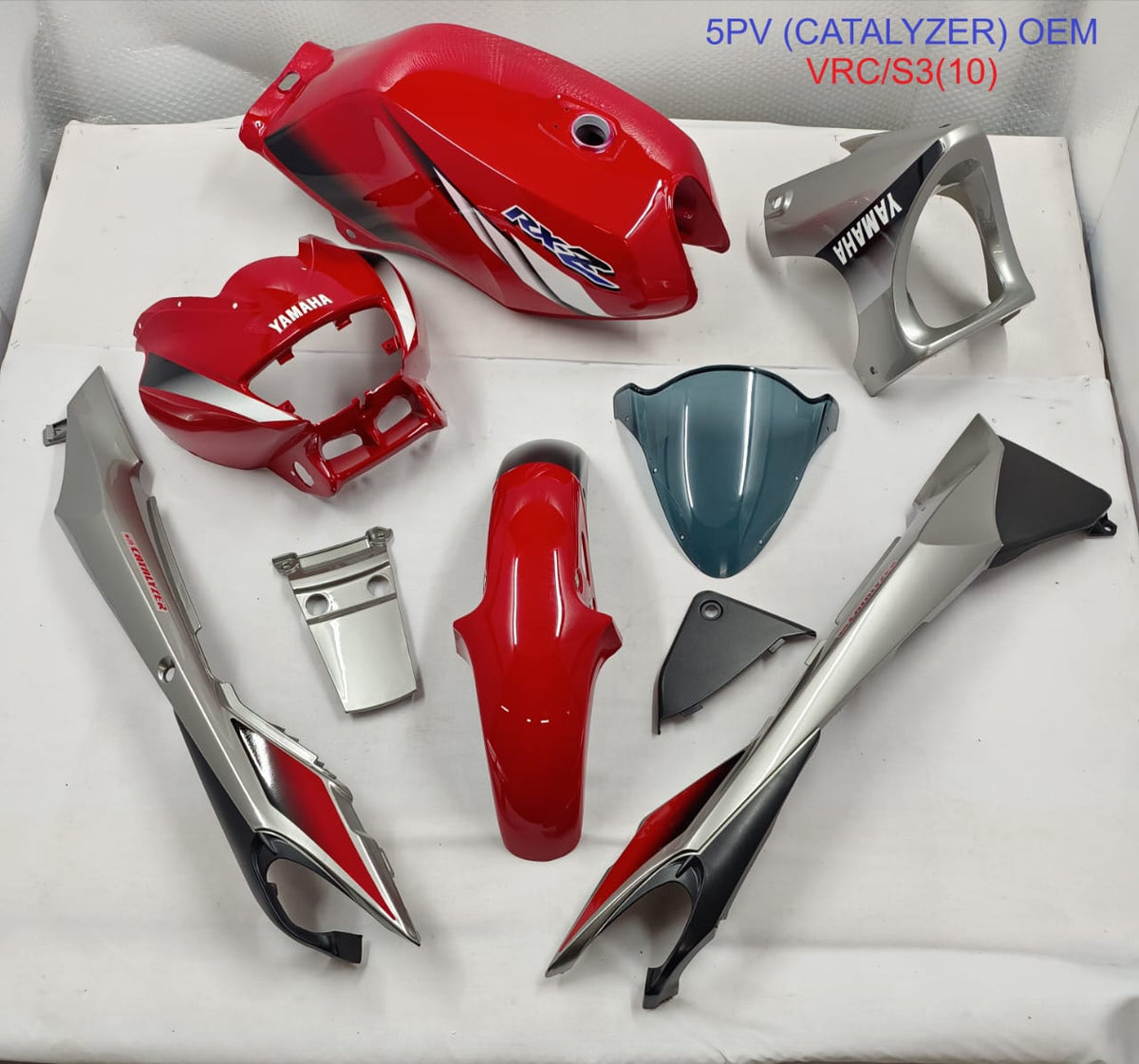 COVERSET BODYSET RXZ 5PV CATALYZER VRC S3 RED SILVER GRAPHIC 10 SIAP TANAM SEPERTI GAMBAR ( TERMASUK TANK )