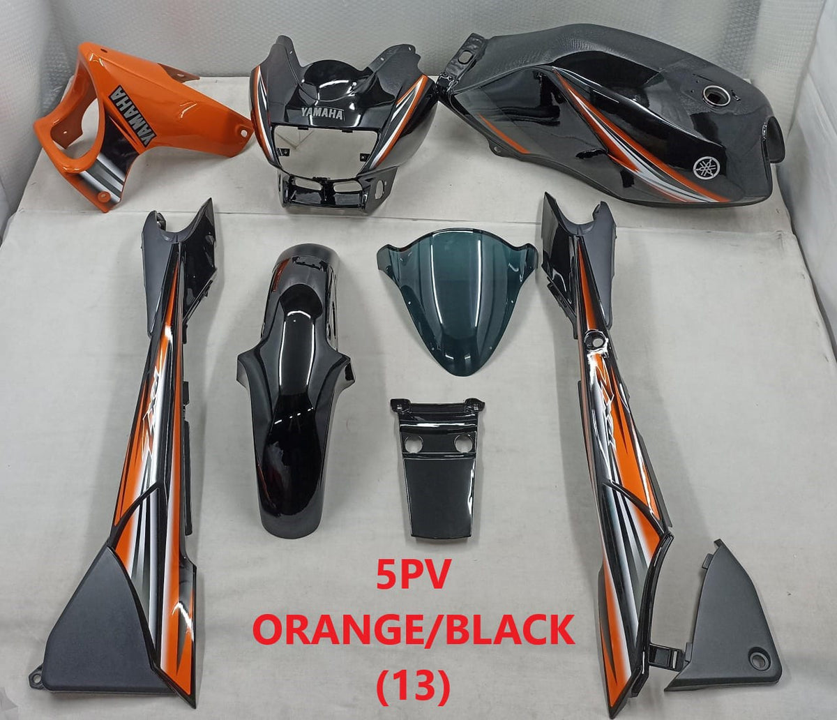 COVERSET BODYSET RXZ 5PV CATALYZER ORANGE BLACK ( CODE 13 ) SIAP TANAM SEPERTI GAMBAR ( TERMASUK TANK )