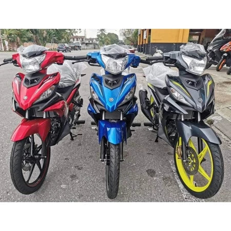 COVERSET LC135 V6 GREY COMET BLAZING RED MERAH BIRU THUNDER BLUE ORIGINAL HONG LEONG YAMAHA HLY STRIPE MORITAKA