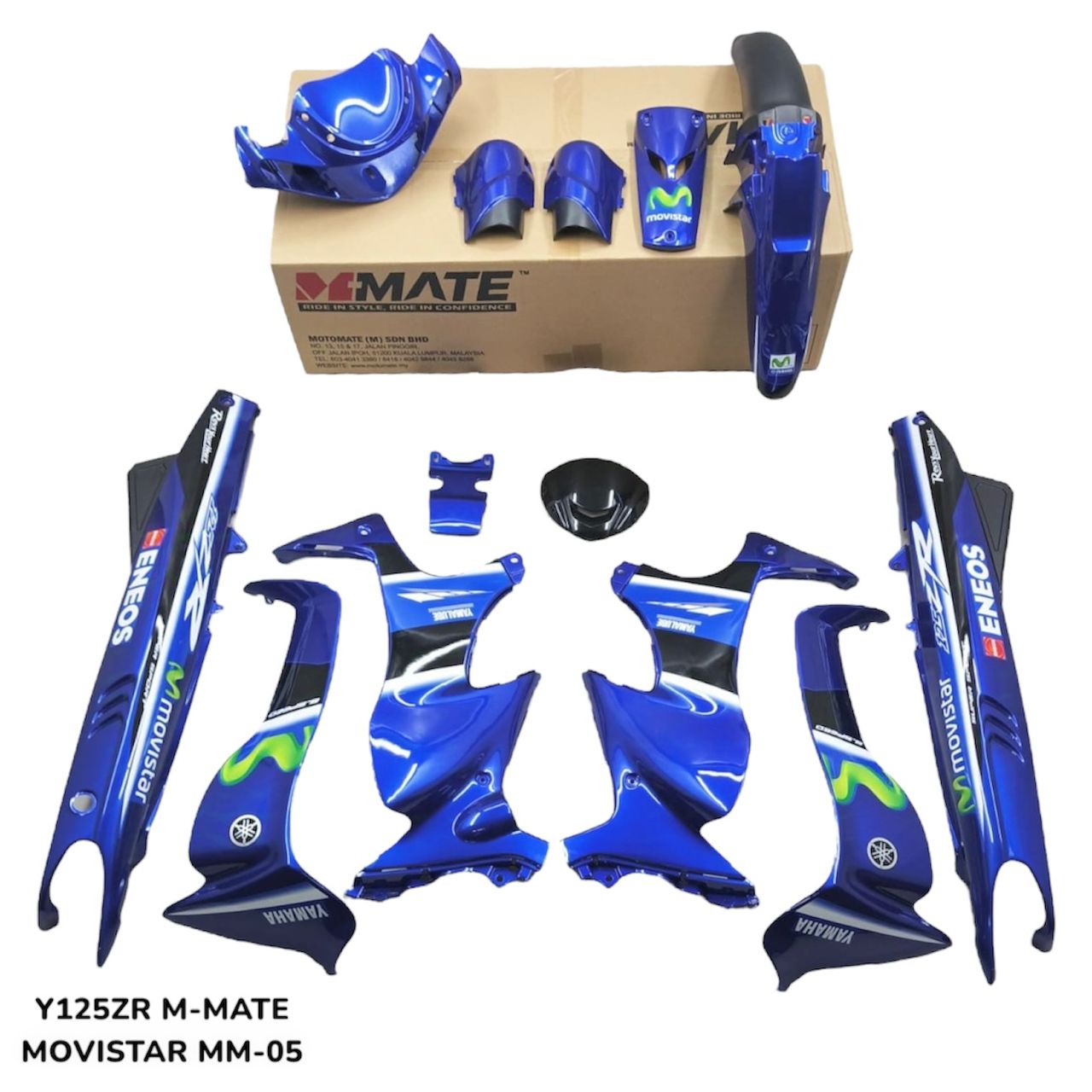 COVERSET ORIGINAL HLY YAMAHA 125z 125zr BIRU MOVISTAR STRIPE STICKER SIAP TAMPAL PERCUMA EMBLEM HONG LEONG VELOZI