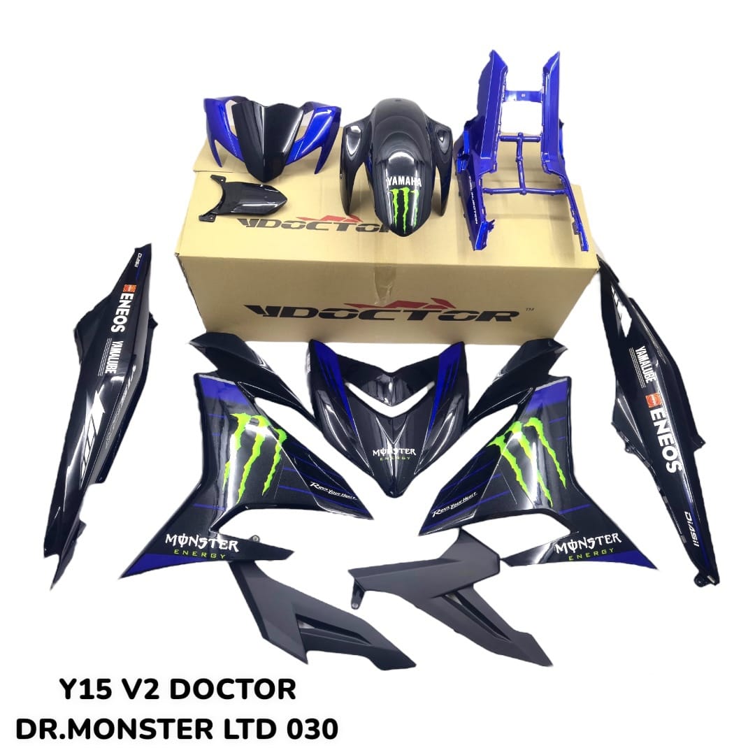 COVERSET Y15 Y15ZR V1 V2 MONSTER ENERGY STRIPE TAMPAL TANAM CLEAR DOCTOR MMATE VELOZI BODYSET YAMAHA