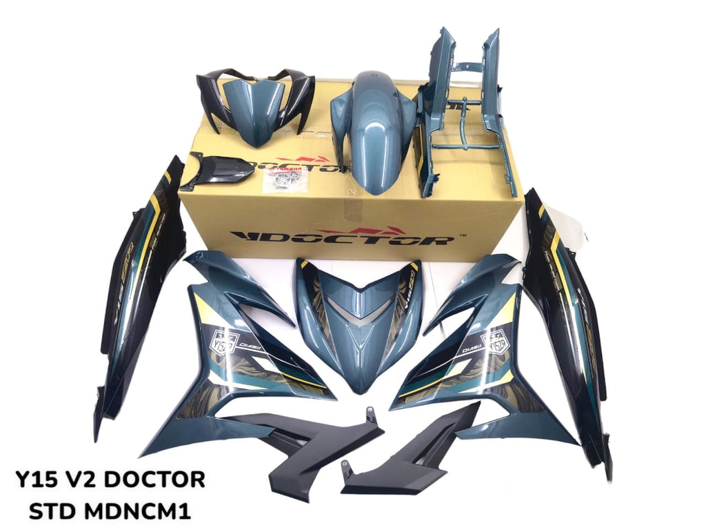 COVERSET SIAP TANAM Y15 Y15ZR YSUKU V1 V2 HIJAU / BIRU SE 2023 MDNCM1 EDISI KILAT DESIGN OEM DOCTOR