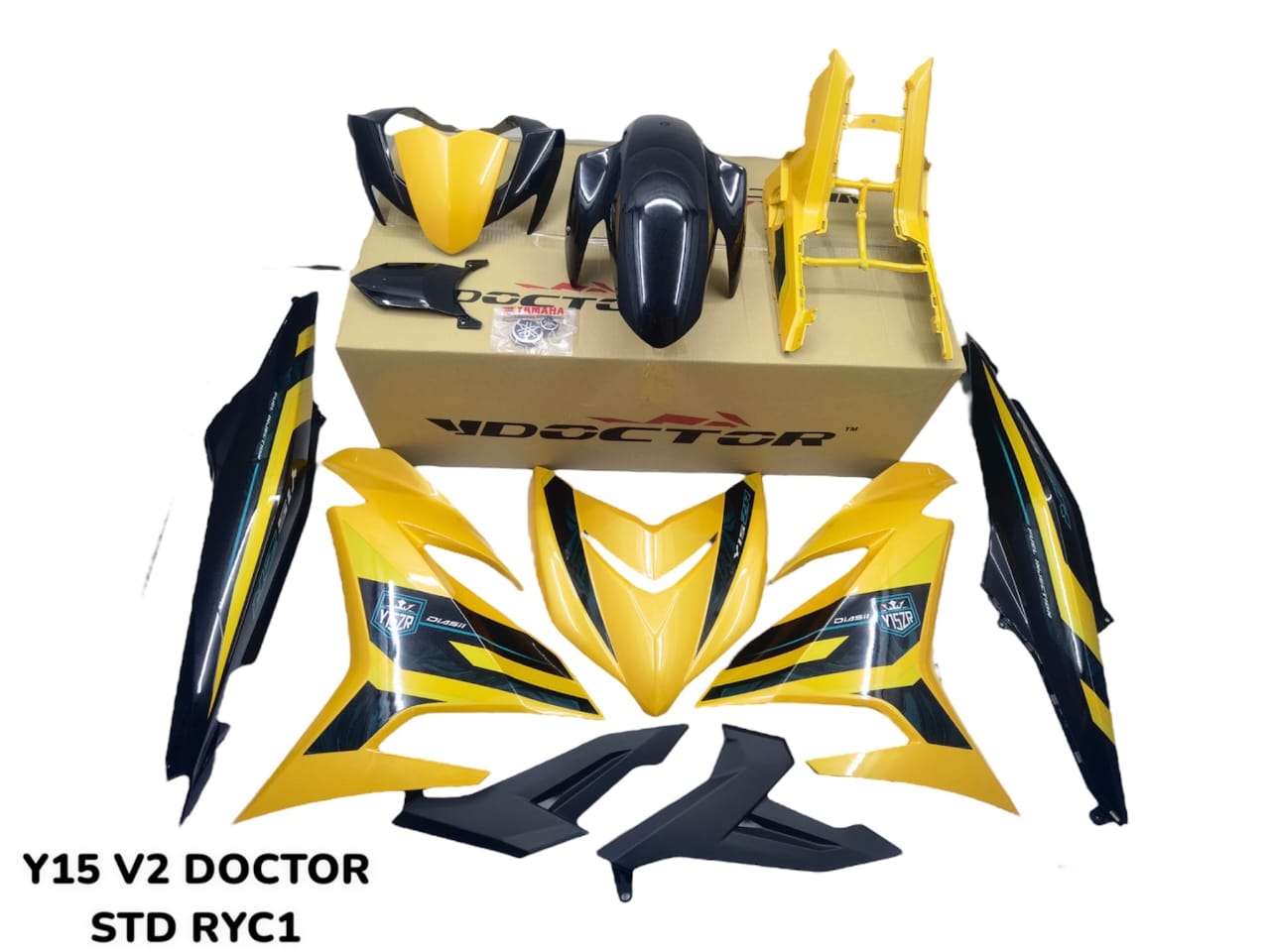 COVERSET BODYSET ORIGINAL DOCTOR TANAM VELOZI TAMPAL Y15 Y15ZR YSUKU V1 V2 YELLOW KUNING 2023 DESIGN STANDARD