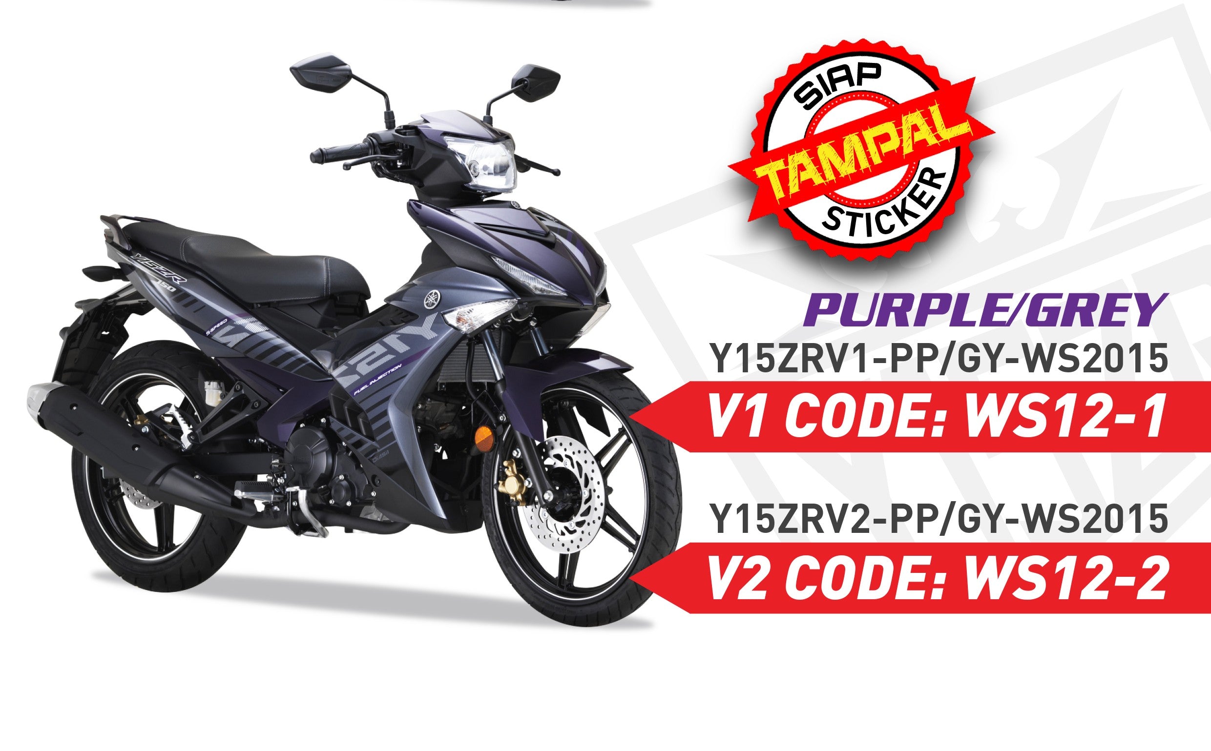 COVERSET Y15ZR V1 V2 PURPLE GREY ORI COLOR HONG LEONG YAMAHA HLY Y15ZR Y15 YSUKU ORIGINAL VELOZI PURPLE TERUNG 2015