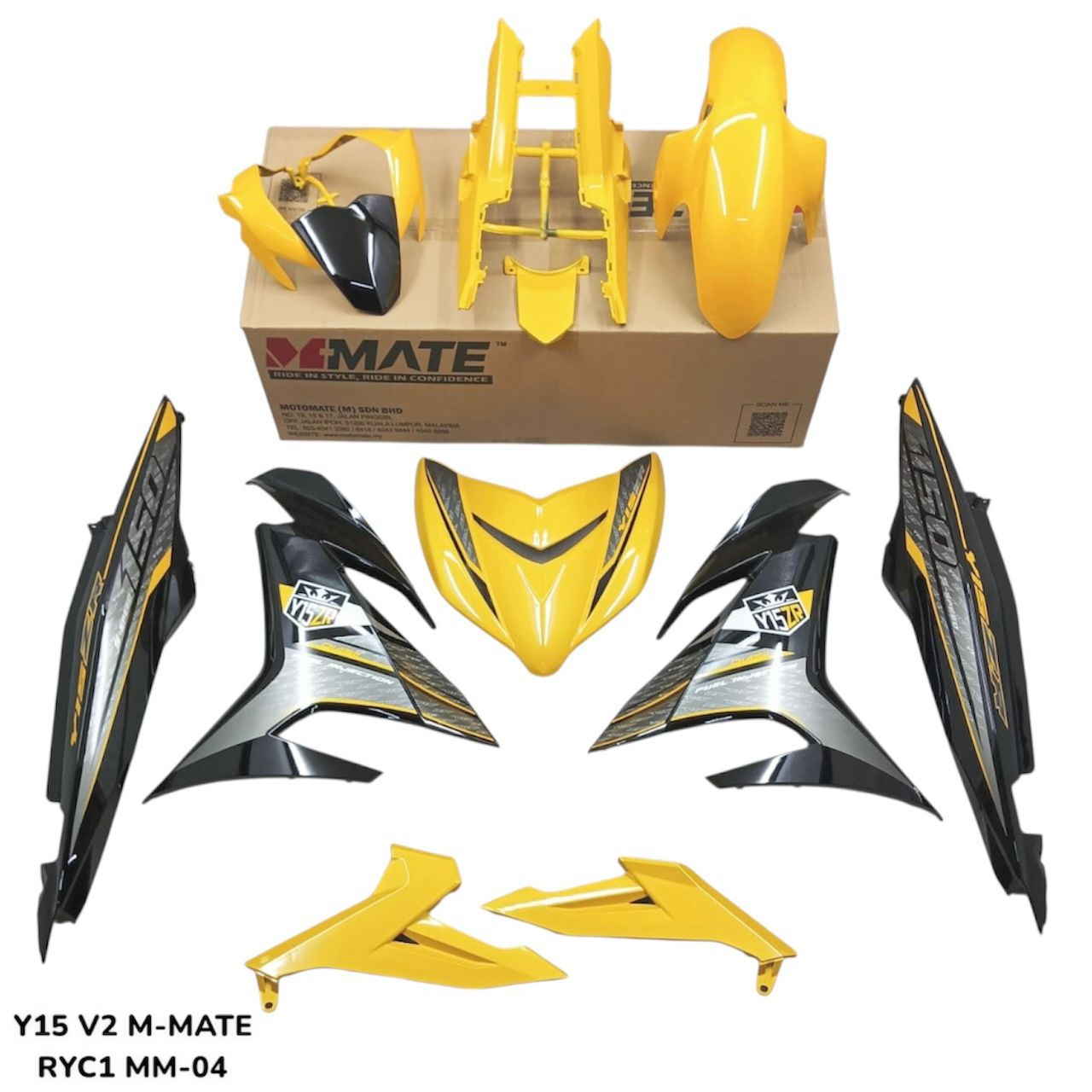 COVERSET Y15ZR Y15 V1 V2 YELLOW BLACK ORIGINAL DESIGN RYC1 2017 PREMIUM BODYSET VELOZI / DOCTOR / HLY