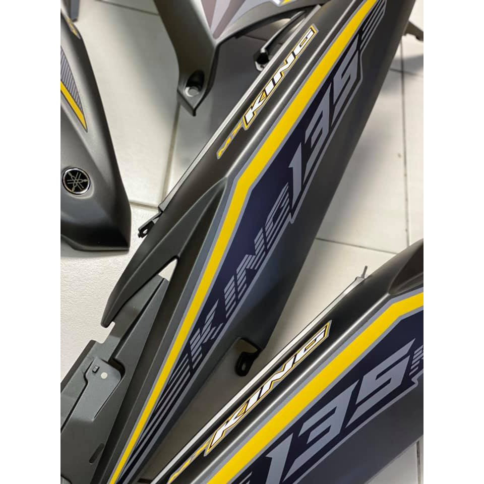 COVERSET BODYSET YAMAHA LC LC135 V4 V5 GREY YELLOW MX KING STRIPE TANAM OEM – FREE EMBLEM TIMBUL