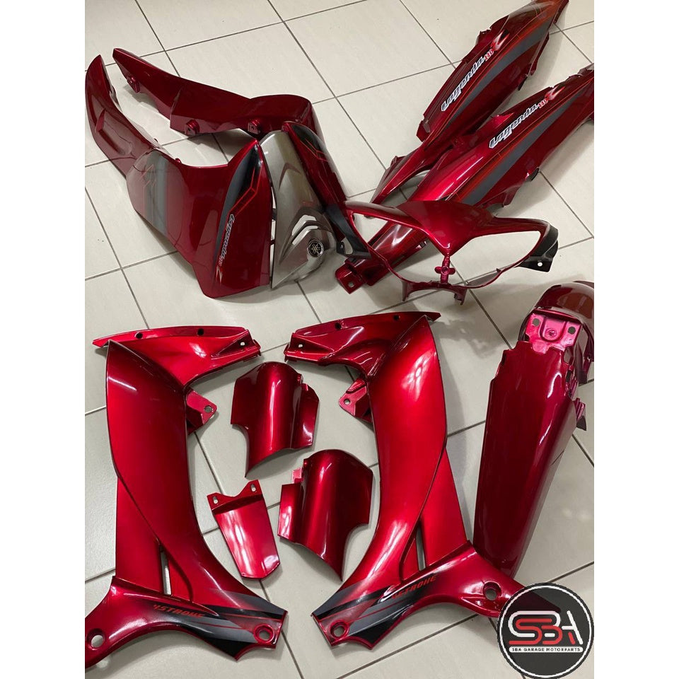 COVERSET YAMAHA LAGENDA SRL 110Z MERAH DRMK MADE IN MALAYSIA SIAP TAMPAL STICKER M SEKI VERSION