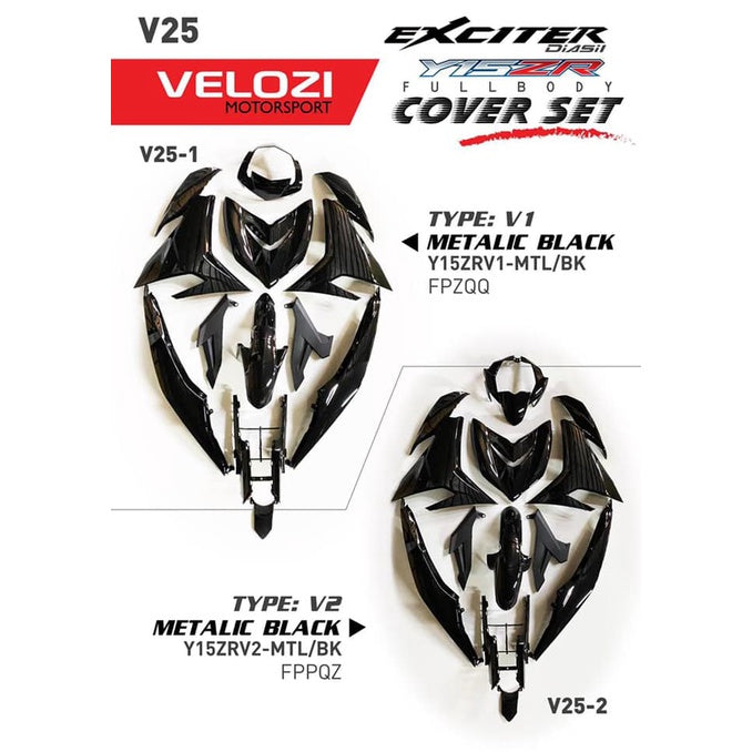 COVERSET KOSONG W/OUT STICKER Y15ZR V1 V2 PELBAGAI WARNA JENAMA VELOZI PREMIUM QUALITY