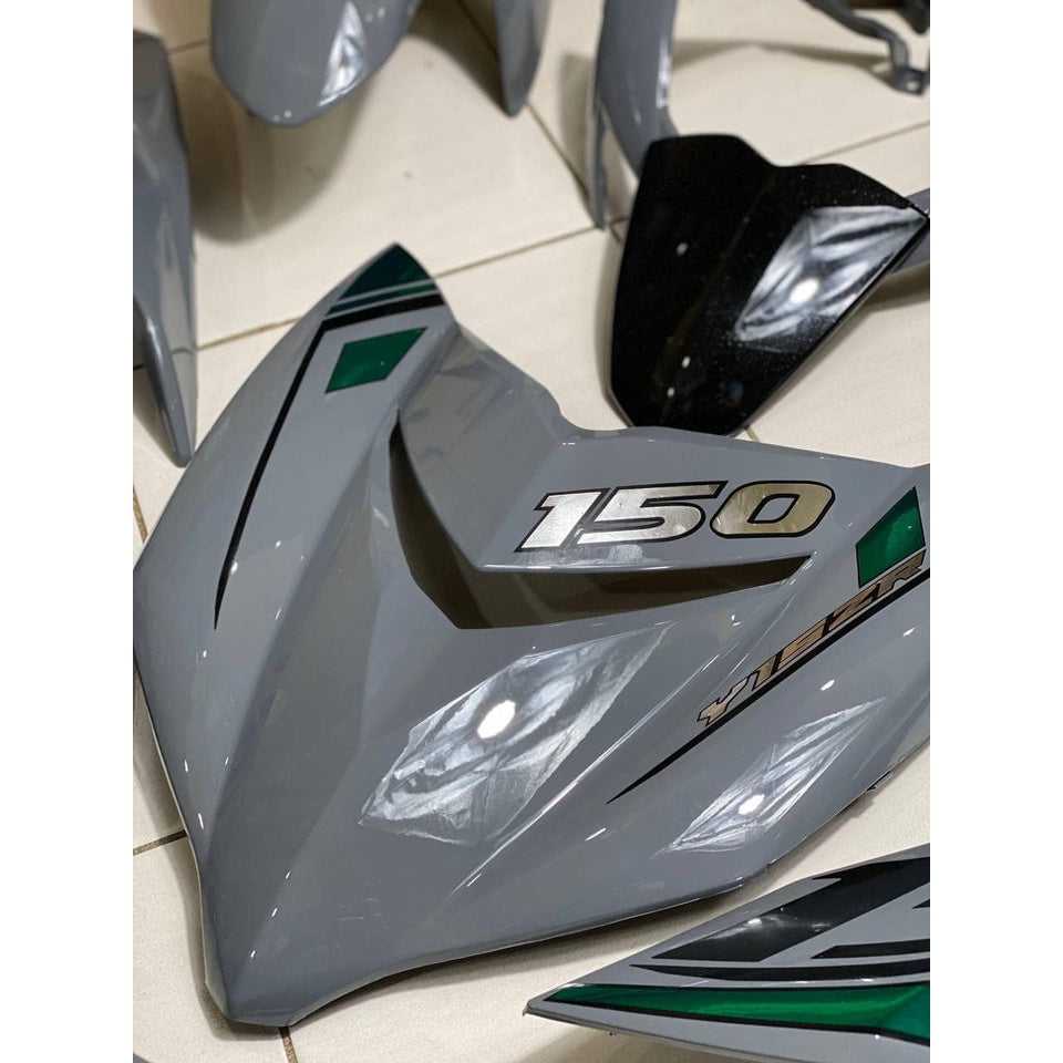 COVERSET YAMAHA Y15ZR YSUKU V1 V2 MATELIC GREY (22) CHROME GREEN ORIGINAL VELOZI SIAP TAMPAL