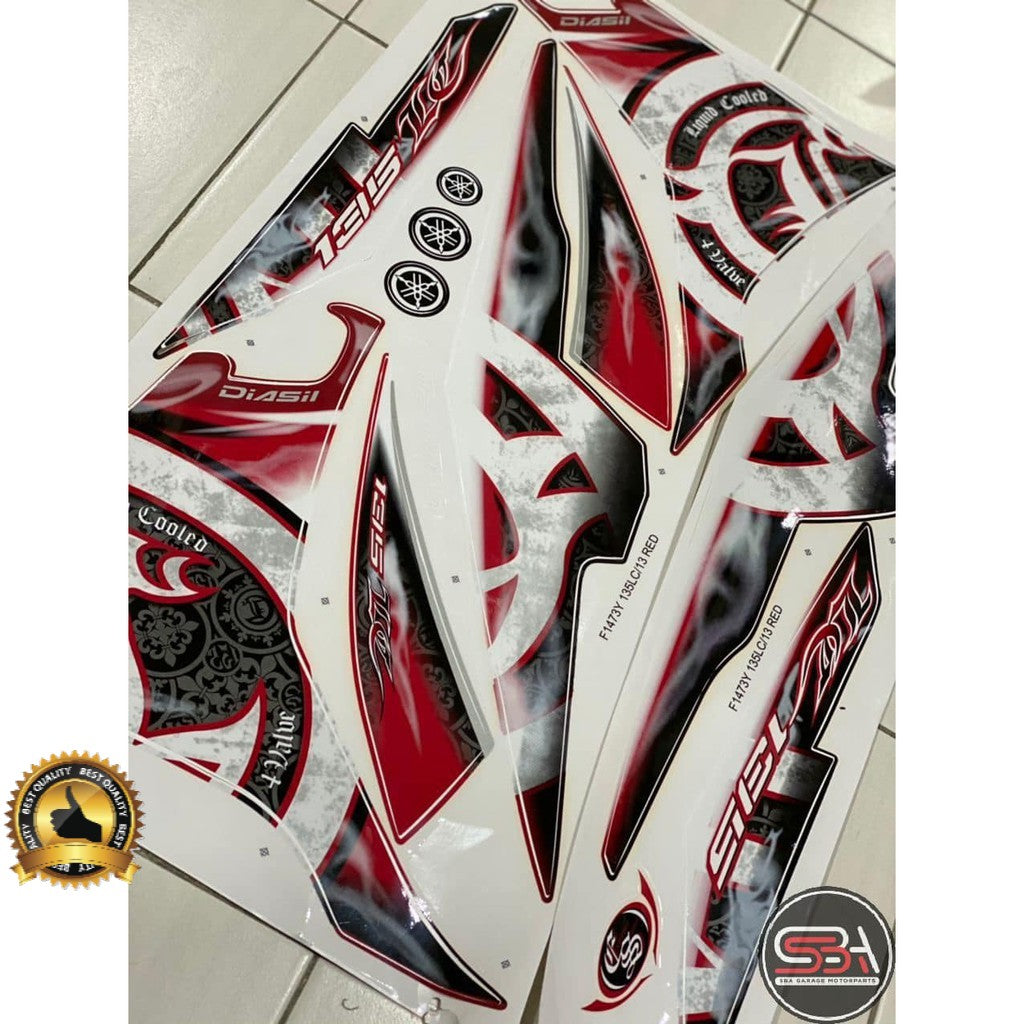 STICKER BODYSET STRIPE COVERSET COVER SET LC135 MERAH BATIK SMOKE LC V2 V3 V4 V6 MORITAKA YAMAHA ORIGINAL NO 13