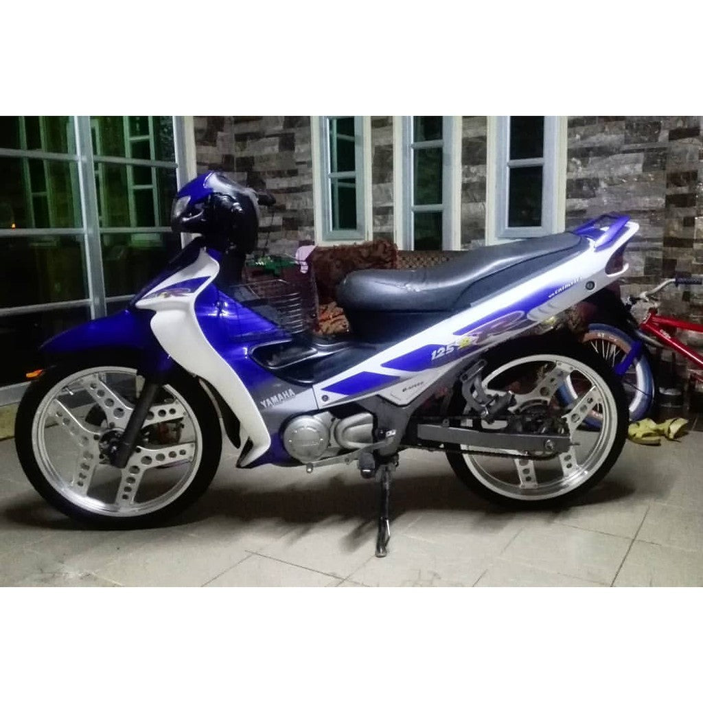 STICKER STRIPE BODY SET / COVERSET 125Z MORITAKA BIRU BATA `R’ CARBON ORIGINAL YAMAHA