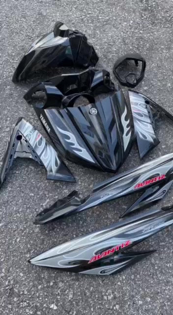COVERSET BODYSET EGO AVANTIZ YAMAHA STICKER SIAP TANAM FIRE API BLACK HITAM 002 DOCTOR FULLSET
